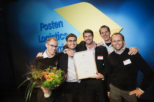 Posten物流奖获得者——五位来自丹纳赫传动斯德哥尔摩分公司的供应链主管代表丹纳赫传动公司领奖，从左至右，分别为是Olof